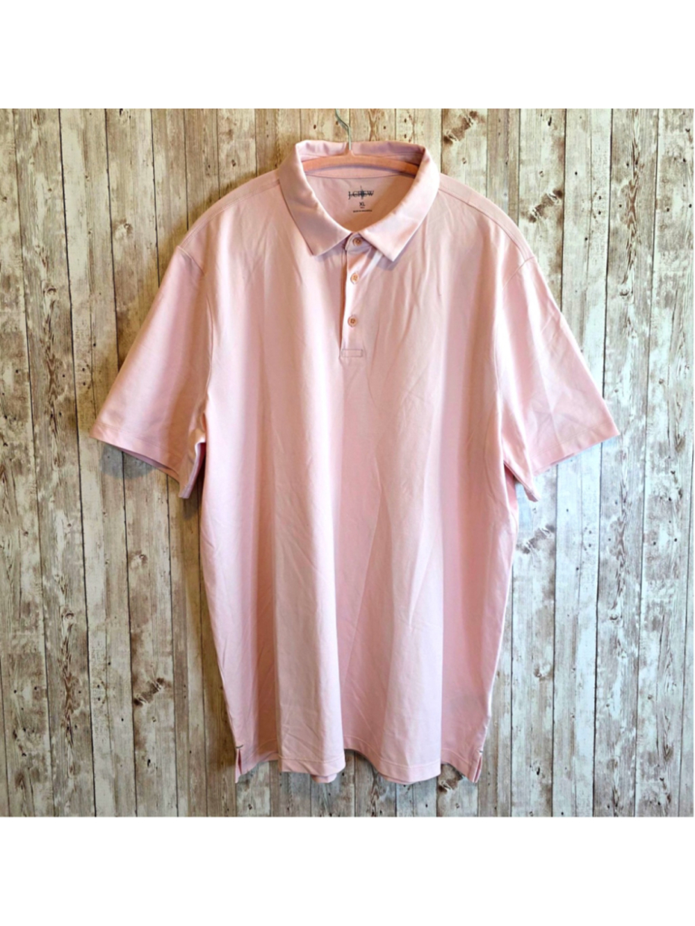 Men's J.Crew Pink Solid Polo Shirt XL Regular Short Sleeve Button Collar